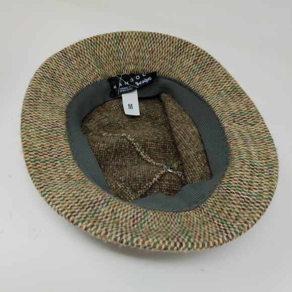 Vintage Kangol Safari Hat Green Tan Made in England Size M Logo - Picture 7 of 8